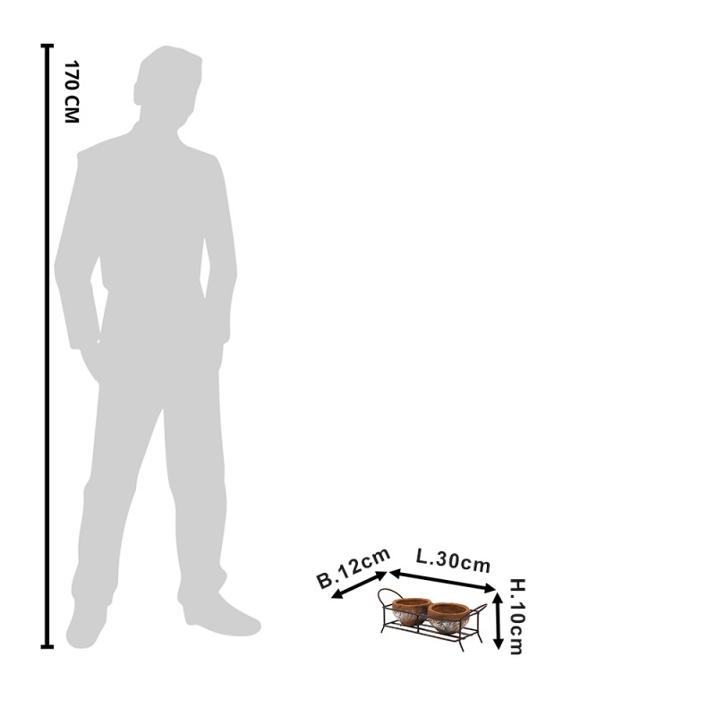 Clayre & Eef 6Y4804 Planthouder 30x12x10 Cm Bruin Metaal Bloempot