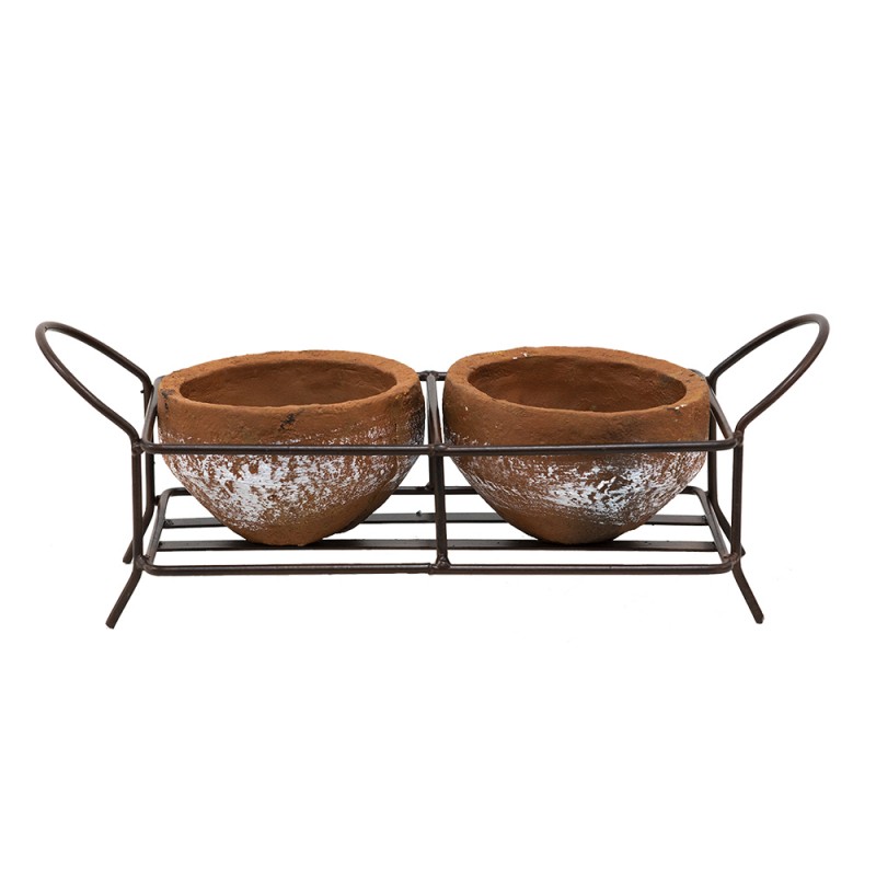 clayre & eef 6Y4804 Planthouder 30x12x10 cm Bruin Metaal Bloempot