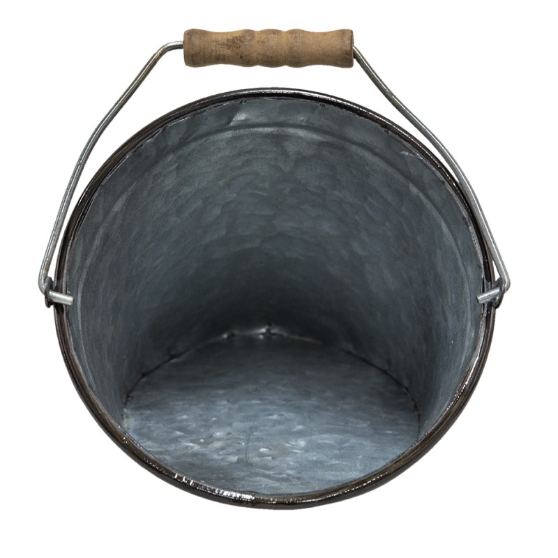 Clayre & Eef 6Y4808S Planthouder 20x17x16 Cm Grijs Bruin Metaal Hangpot