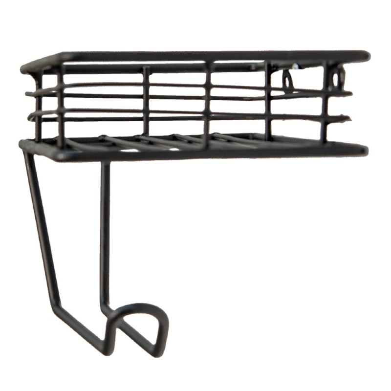 Clayre & Eef 6Y4812 WC Rol Houder 20x12x12 Cm Zwart IJzer Toiletrolhouder