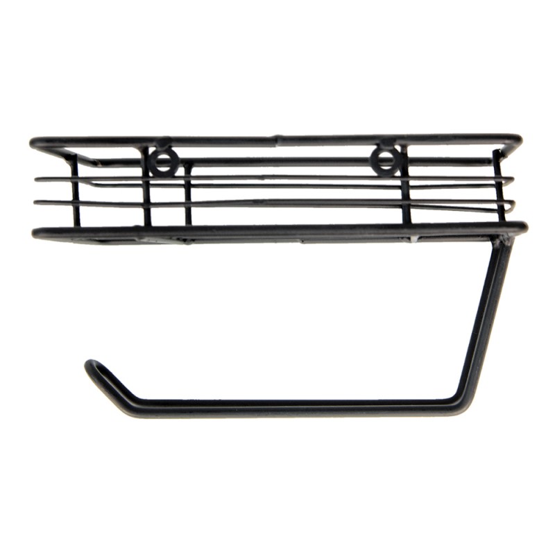 Clayre & Eef 6Y4812 WC Rol Houder 20x12x12 Cm Zwart IJzer Toiletrolhouder