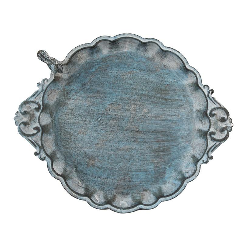 Clayre & Eef 6Y4832 Vogelvoederbak 37x29x5 Cm Blauw IJzer Vogelbad