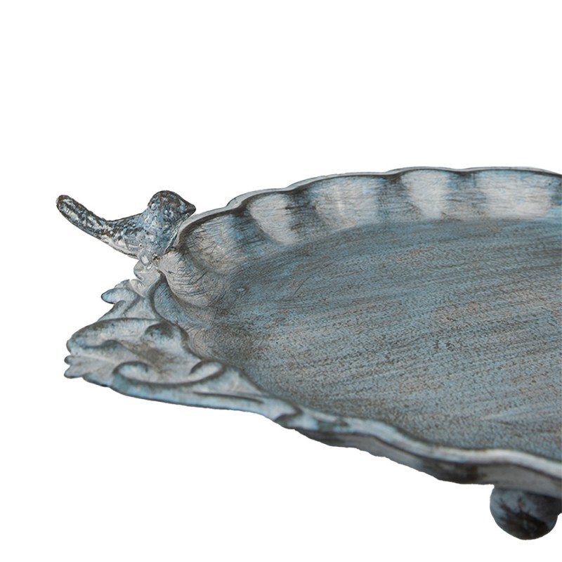 Clayre & Eef 6Y4832 Vogelvoederbak 37x29x5 Cm Blauw IJzer Vogelbad