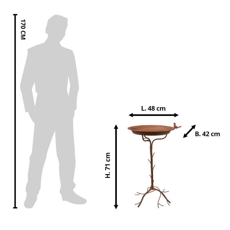Clayre & Eef 6Y4835 Vogelvoederbak 48x42x71 Cm Bruin IJzer