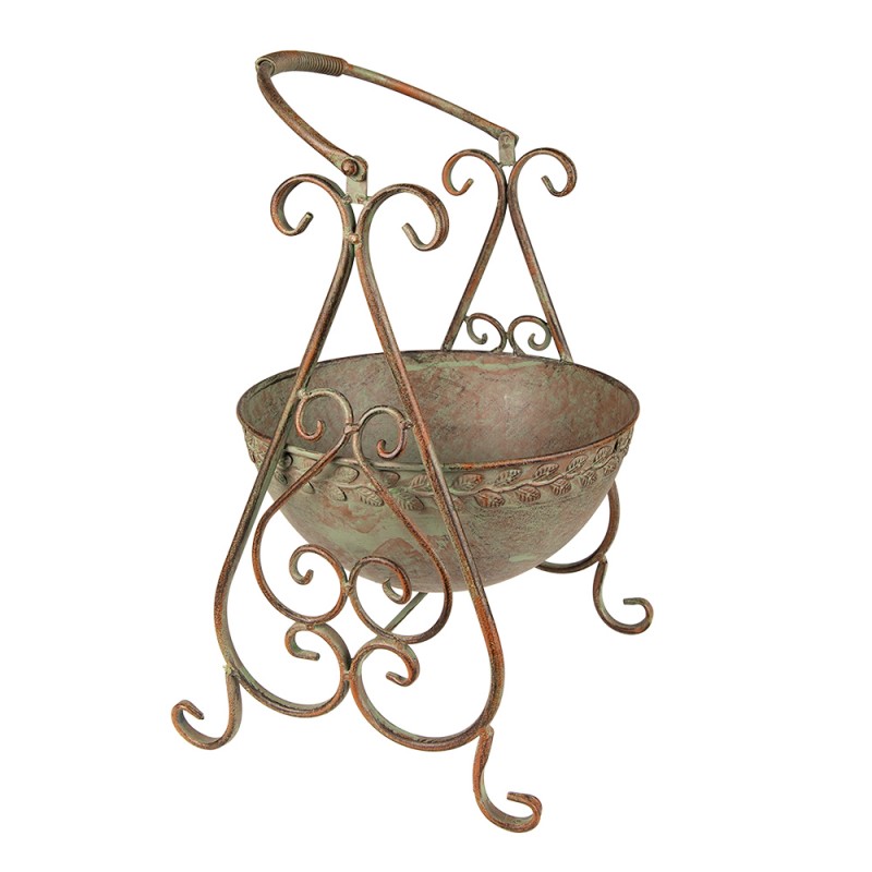 Clayre & Eef 6Y4842 Planthouder 26x27x49 Cm Groen IJzer Decoratie Plantenhouder