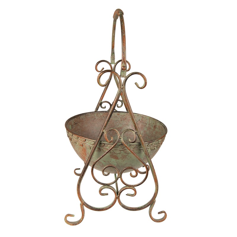 Clayre & Eef 6Y4842 Planthouder 26x27x49 Cm Groen IJzer Decoratie Plantenhouder