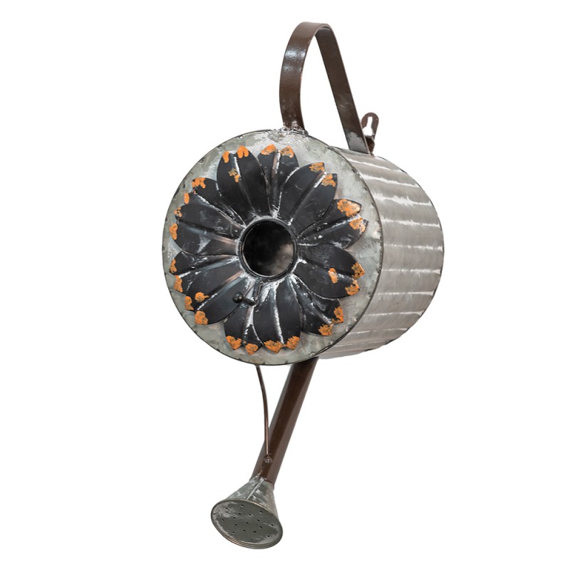 Clayre & Eef 6Y4857 Vogelhuis Gieter 18x25x41 Cm Grijs Metaal Vogelhuisje Hangend