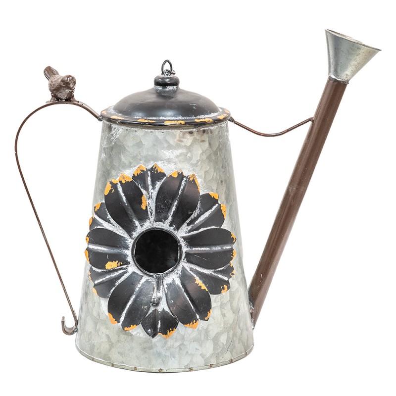 Clayre & Eef 6Y4859 Vogelhuis Gieter 37x21x30/63 Cm Grijs Metaal Vogelhuisje Hangend