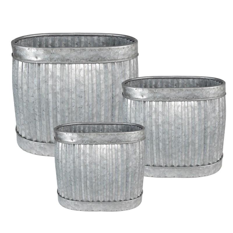 Clayre & Eef 6Y4874 Planthouder 38x28x36 Cm Grijs Metaal Rechthoek Bloempot