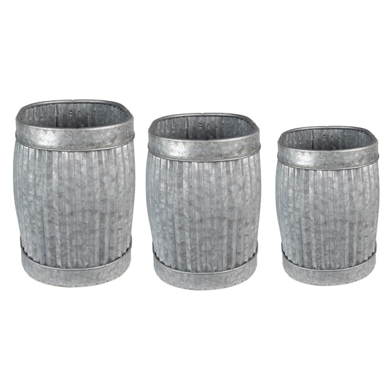 Clayre & Eef 6Y4874 Planthouder 38x28x36 Cm Grijs Metaal Rechthoek Bloempot