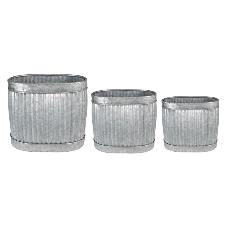 clayre & eef 6Y4874 Planthouder 38x28x36 cm Grijs Metaal Rechthoek Bloempot