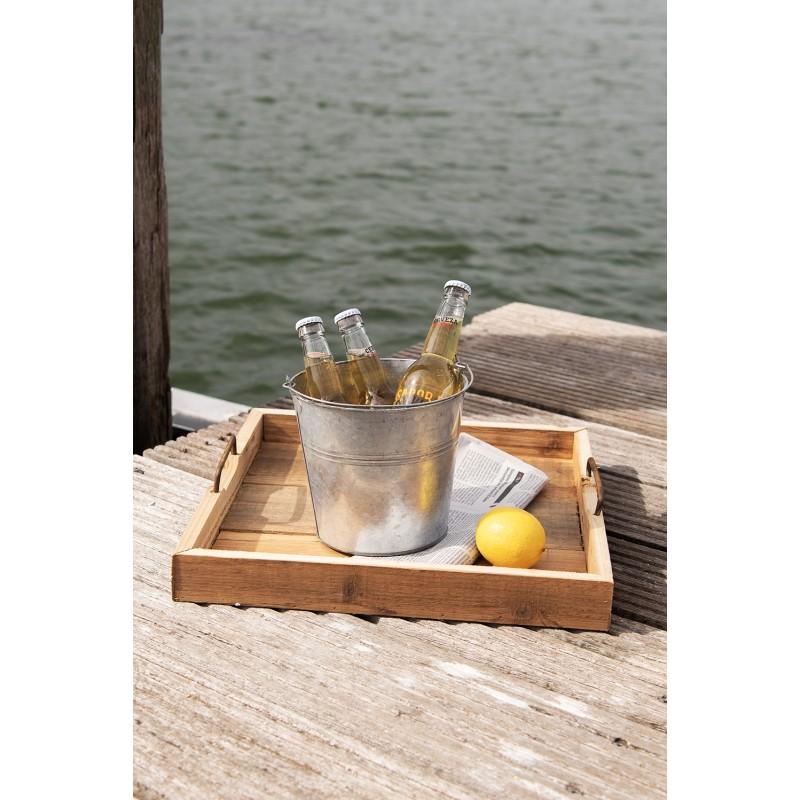 Clayre & Eef 6Y4878 Planthouder Ø 32x25 Cm Grijs Groen Metaal Rond Bloempot