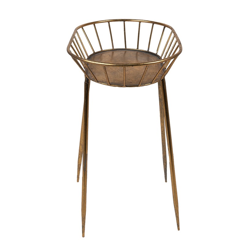 Clayre & Eef 6Y4976 Bijzettafel 48x31x53 Cm Goudkleurig Metaal Ovaal