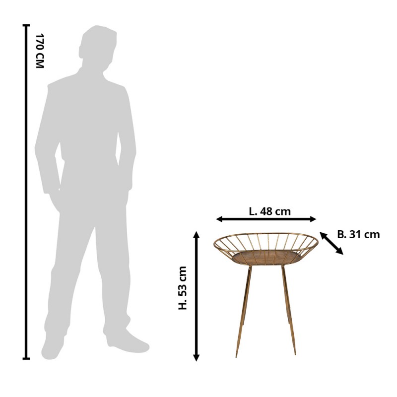 Clayre & Eef 6Y4976 Bijzettafel 48x31x53 Cm Goudkleurig Metaal Ovaal