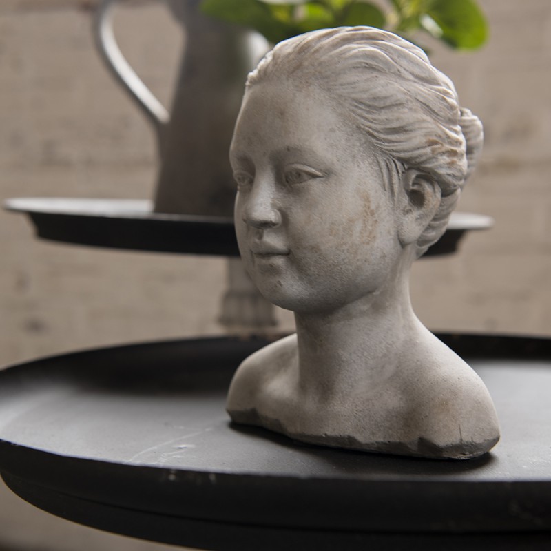 Clayre & Eef 6Y4991 Bijzettafel Ø 48x57 Cm Zwart Wit IJzer Rond