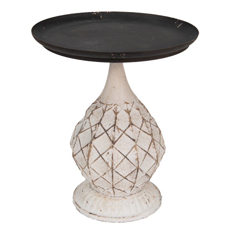 clayre & eef 6Y4991 Bijzettafel Ø 48x57 cm Zwart Wit IJzer Rond