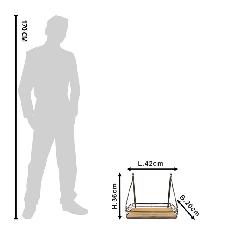 Clayre & Eef 6Y5026 Wandrek 42x20x36 Cm Zwart IJzer Muurrek