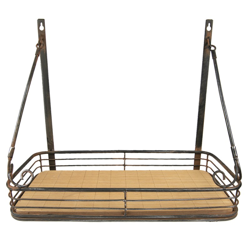 Clayre & Eef 6Y5026 Wandrek 42x20x36 Cm Zwart IJzer Muurrek