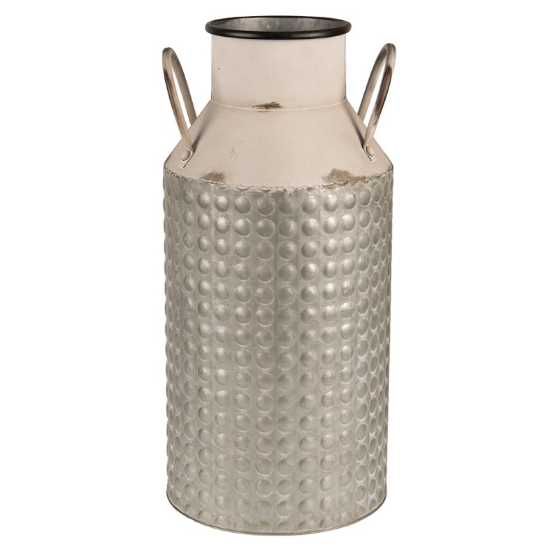 clayre & eef 6Y5407 Decoratie Melkbus 46 cm Grijs Beige Metaal Rond Melkkan