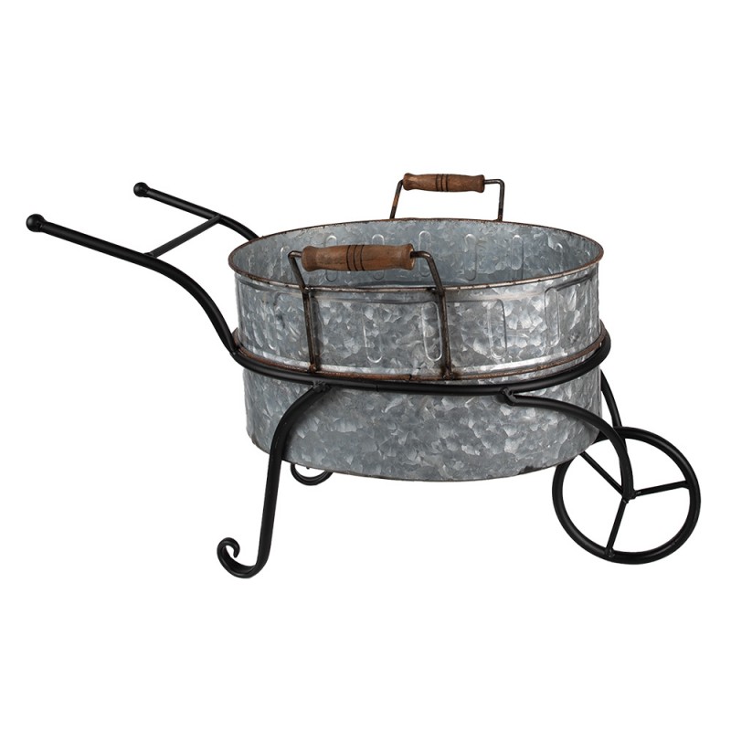 clayre & eef 6Y5415 Planthouder Kruiwagen 54x31x31 cm Grijs IJzer Decoratie Plantenhouder