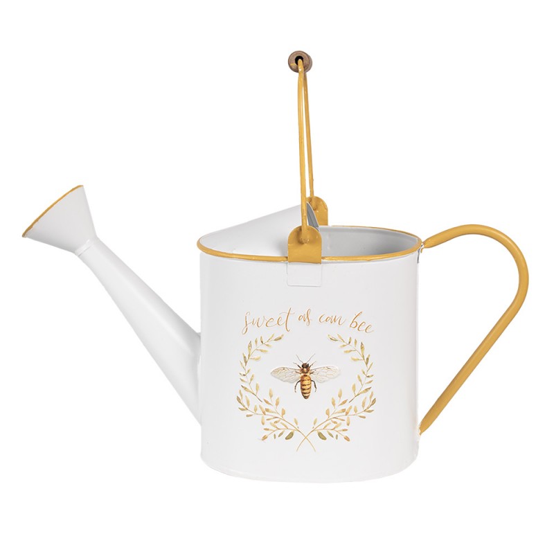 Clayre & Eef 6Y5510 Decoratie Gieter 39x13x21 Cm Wit Geel Metaal Bij