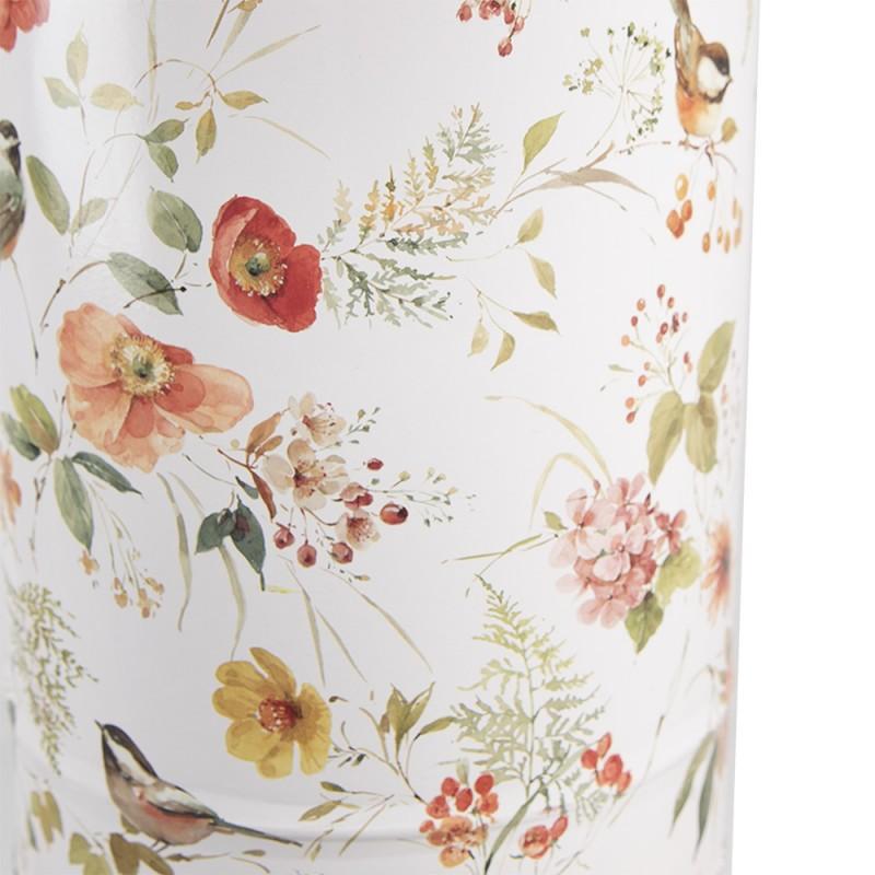 Clayre & Eef 6Y5511L Decoratie Emmer Ø 19x27 Cm Wit Metaal Bloemen