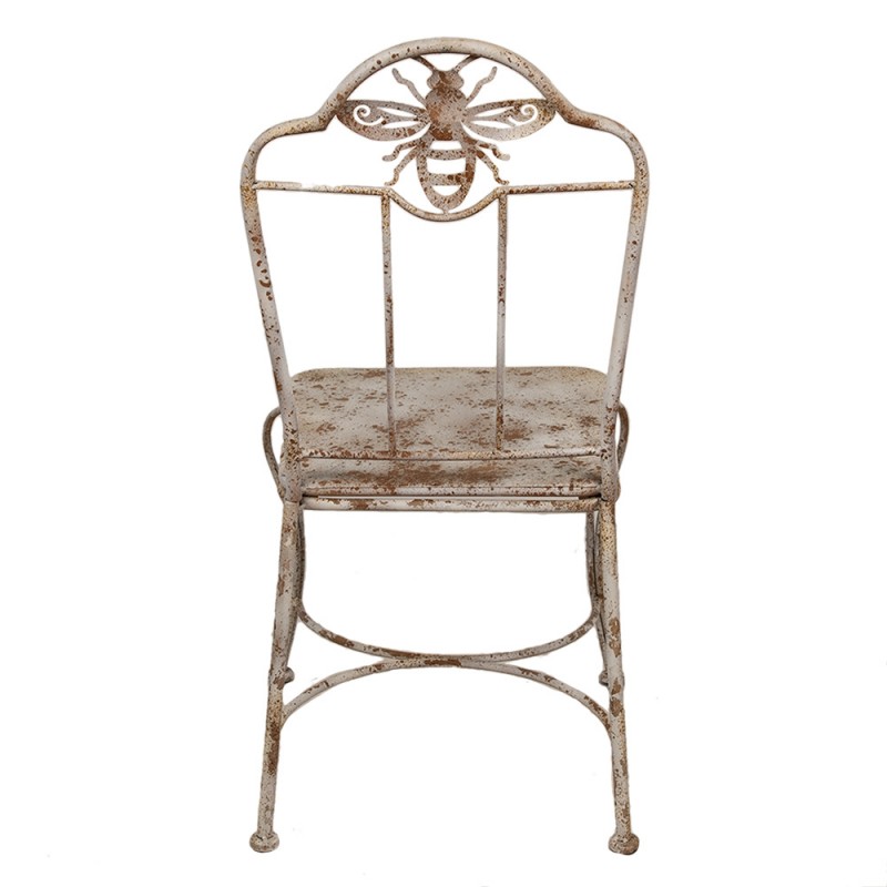 Clayre & Eef 6Y5621 Tuinstoel 47x47x91 Cm Wit Bruin Metaal