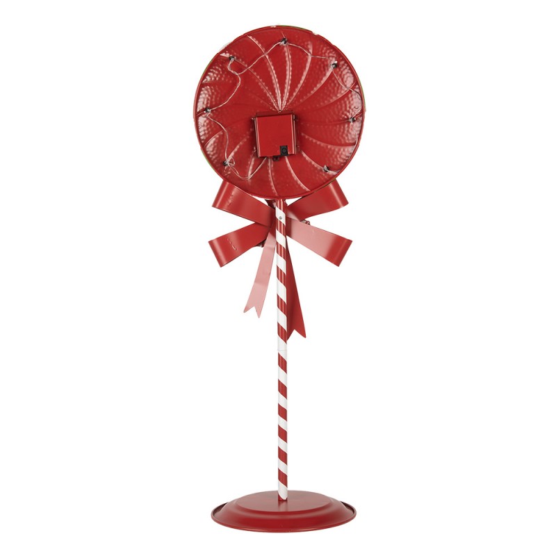Clayre & Eef 6Y5635 Kerstdecoratie Met LED-verlichting Lolly 36x29x100 Cm Rood Groen Metaal