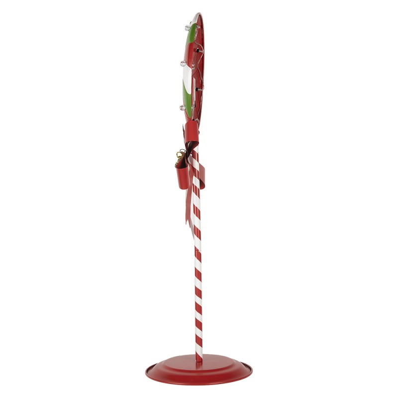 Clayre & Eef 6Y5635 Kerstdecoratie Met LED-verlichting Lolly 36x29x100 Cm Rood Groen Metaal