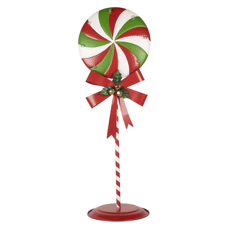 clayre & eef 6Y5635 Kerstdecoratie met LED-verlichting Lolly 36x29x100 cm Rood Groen Metaal