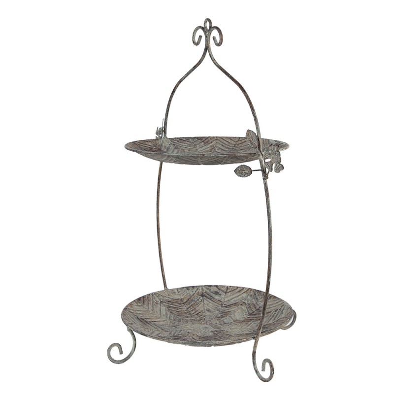 Clayre & Eef 6Y5657 Etagère 2 Laags 34x32x50 Cm Groen Bruin Metaal