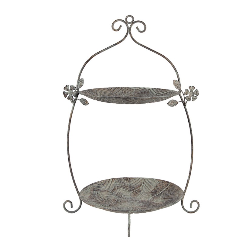 clayre & eef 6Y5657 Etagère 2 laags 34x32x50 cm Groen Bruin Metaal