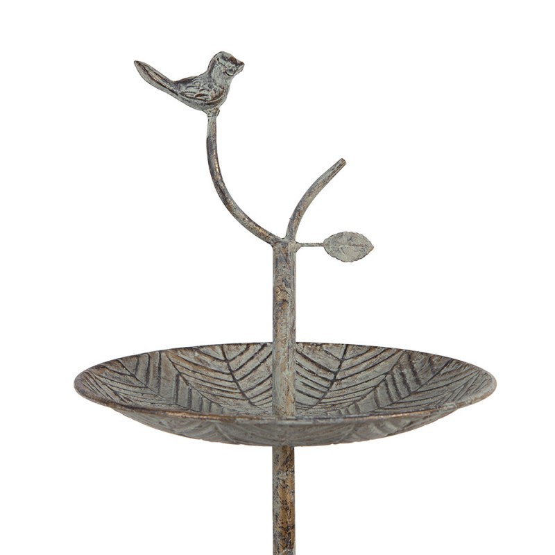 Clayre & Eef 6Y5658 Etagère 2 Laags Ø 26x48 Cm Groen Bruin Metaal Vogel