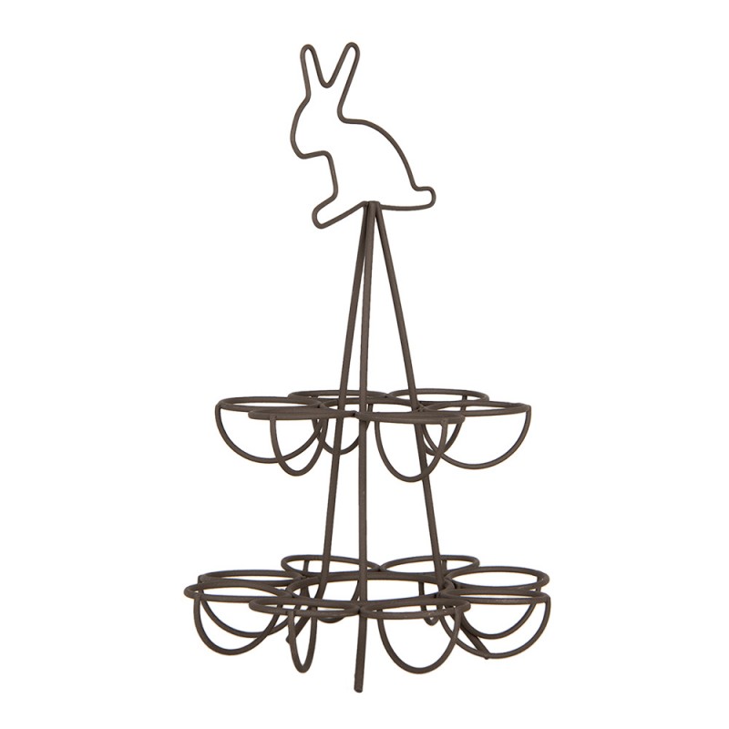 Clayre & Eef 6Y5700 Eierhouder Ø 17x28 Cm Bruin Metaal Konijn