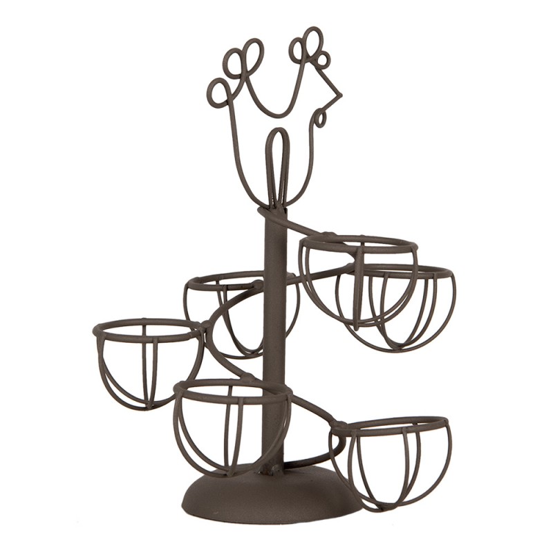 Clayre & Eef 6Y5701 Eierhouder Ø 17x23 Cm Bruin Metaal Kip