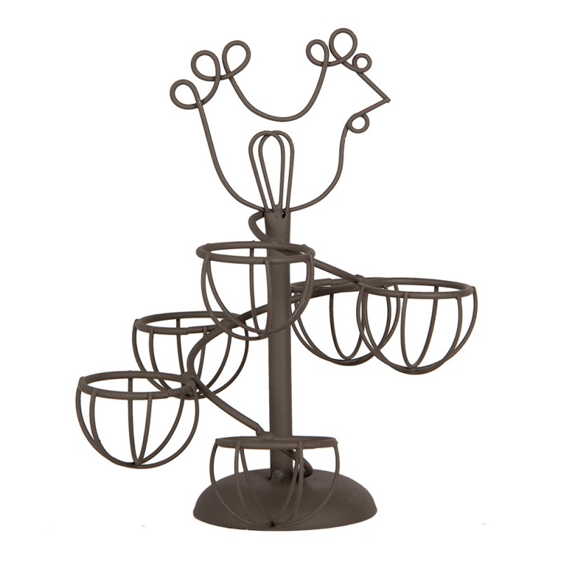 Clayre & Eef 6Y5701 Eierhouder Ø 17x23 Cm Bruin Metaal Kip