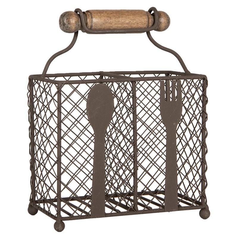 Clayre & Eef 6Y5709 Bestekhouder 19x11x24 Cm Bruin Metaal