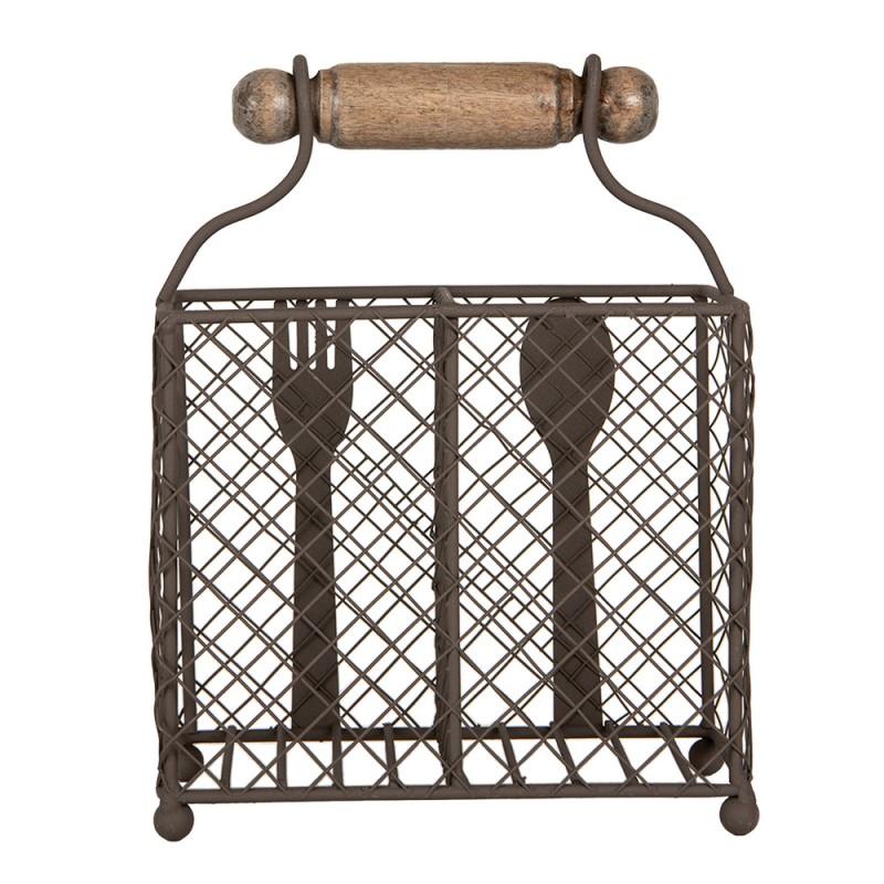 Clayre & Eef 6Y5709 Bestekhouder 19x11x24 Cm Bruin Metaal