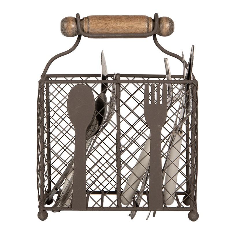 Clayre & Eef 6Y5709 Bestekhouder 19x11x24 Cm Bruin Metaal