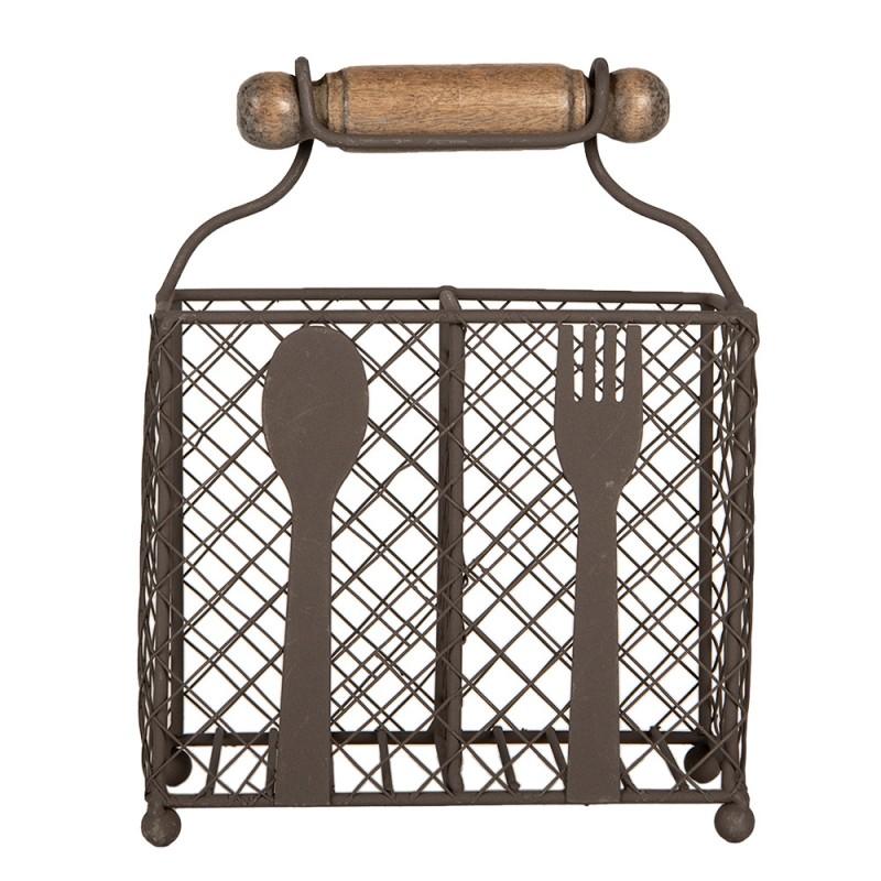 clayre & eef 6Y5709 Bestekhouder 19x11x24 cm Bruin Metaal