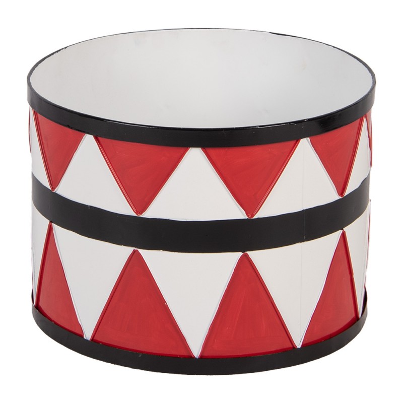 Clayre & Eef 6Y5732 Kerstdecoratie Trommel Ø 47/ Ø 39 / Ø 31 Cm Wit Rood Metaal