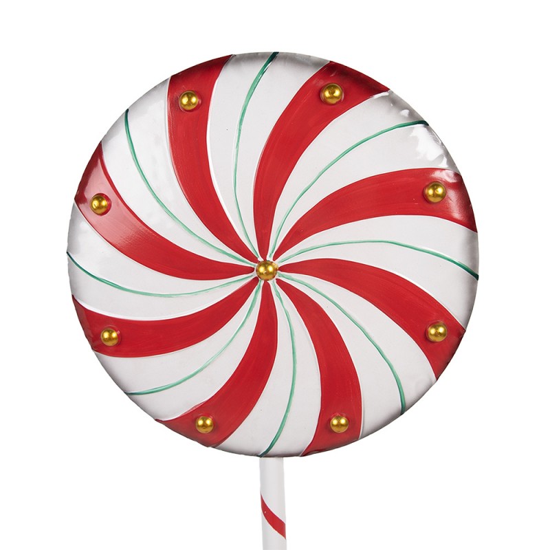Clayre & Eef 6Y5733 Kerstdecoratie Lolly 40x30x120 Cm Rood Wit Metaal