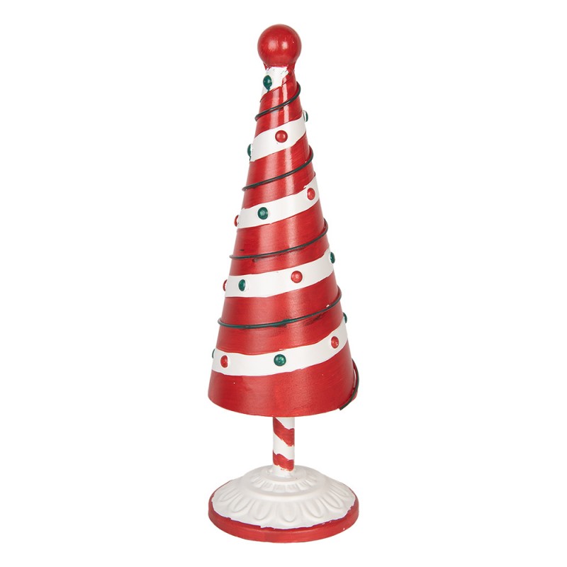 Clayre & Eef 6Y5734 Kerstdecoratie Beeld Kerstboom Ø 12x36 Cm Rood Wit Metaal