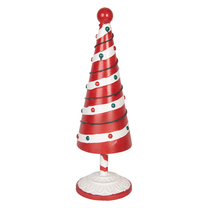 Clayre & Eef 6Y5734 Kerstdecoratie Beeld Kerstboom Ø 12x36 Cm Rood Wit Metaal