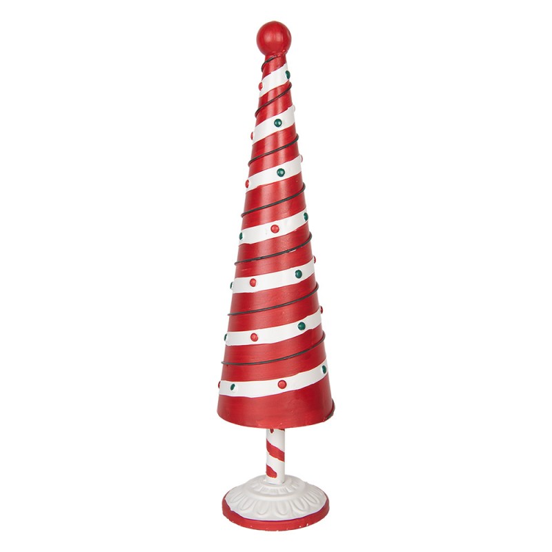 Clayre & Eef 6Y5735 Kerstdecoratie Beeld Kerstboom Ø 13x49 Cm Rood Wit Metaal