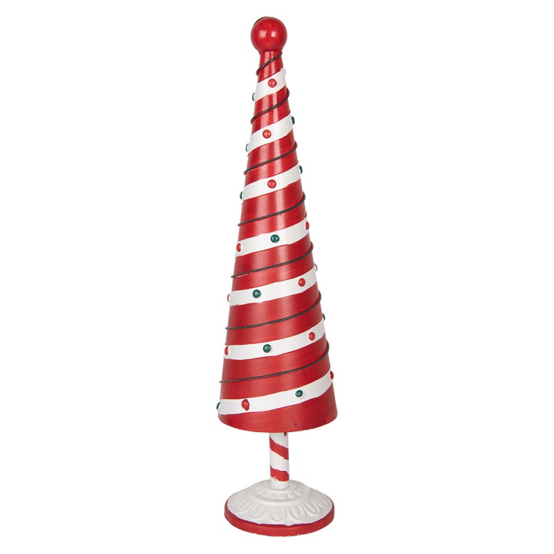 clayre & eef 6Y5735 Kerstdecoratie Beeld Kerstboom Ø 13x49 cm Rood Wit Metaal