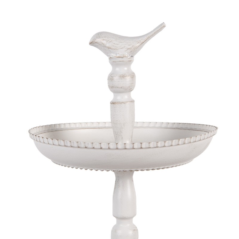 Clayre & Eef 6Y5738 Etagère 2 Laags Ø 27x41 Cm Wit Metaal Vogel
