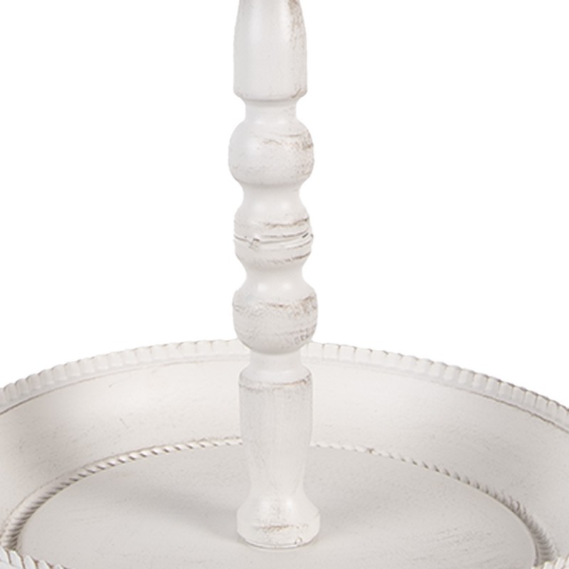 Clayre & Eef 6Y5738 Etagère 2 Laags Ø 27x41 Cm Wit Metaal Vogel