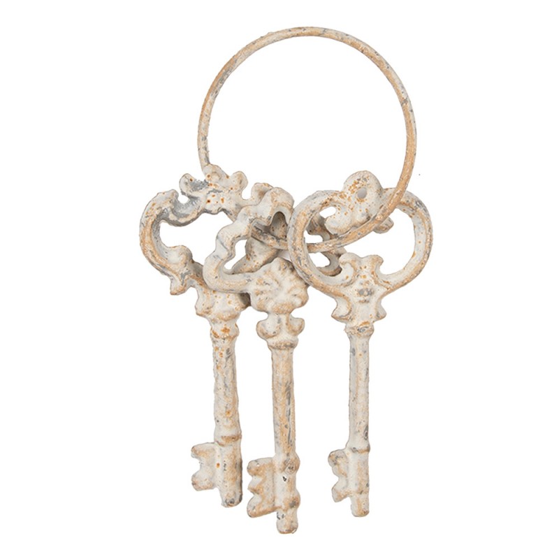 Clayre & Eef 6Y5772 Decoratie Sleutelbos 9x1x19 Cm Beige Metaal