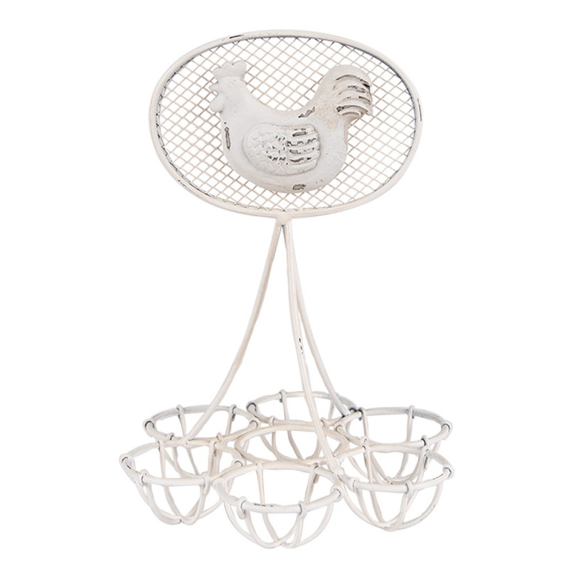 clayre & eef 6Y5774 Eierhouder Ø 15x22 cm Wit Metaal Kip